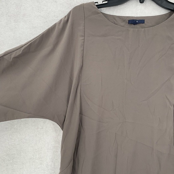 GAP Chiffon Cut Out Back‎ Dolman Dress Taupe Brown Long Sleeve Womens Size S - Picture 3 of 8